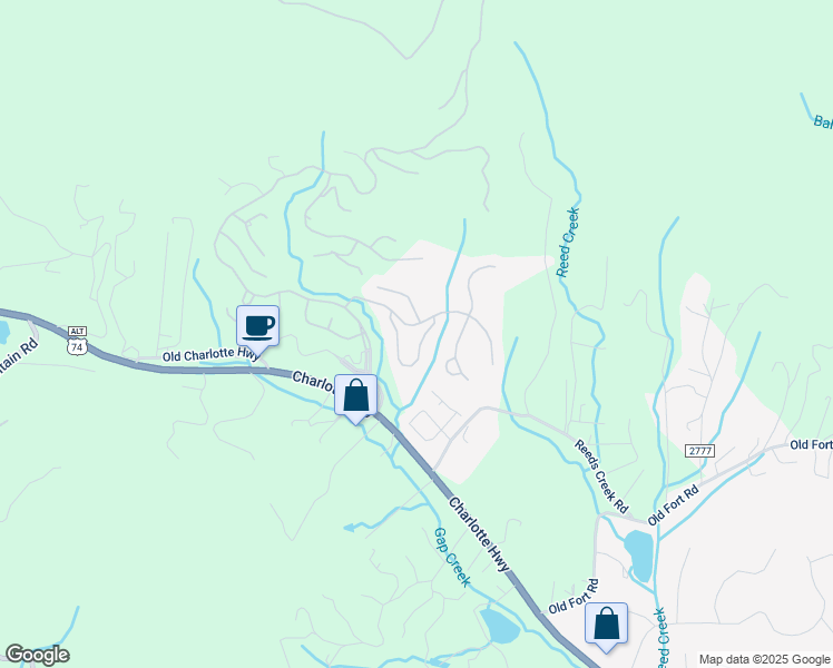 map of restaurants, bars, coffee shops, grocery stores, and more near 54 Stills Creek Loop in Fairview
