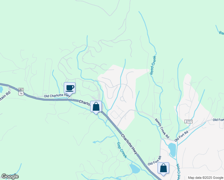 map of restaurants, bars, coffee shops, grocery stores, and more near 54 Stills Creek Loop in Fairview