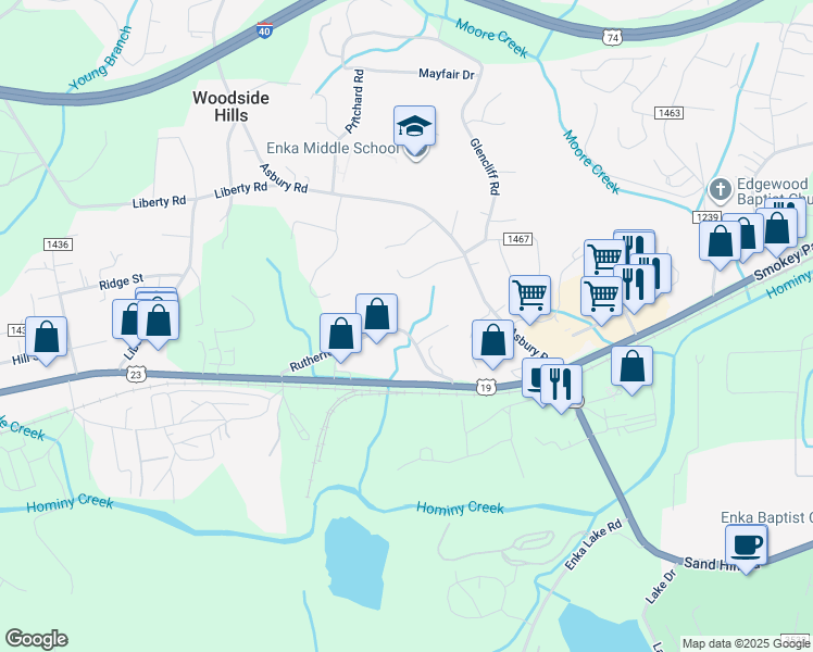 map of restaurants, bars, coffee shops, grocery stores, and more near 81 Rutherford Rd in Candler