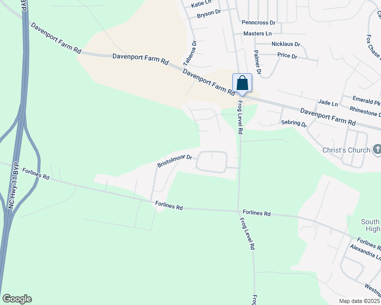 map of restaurants, bars, coffee shops, grocery stores, and more near 1004 Bristolmoor Drive in Winterville