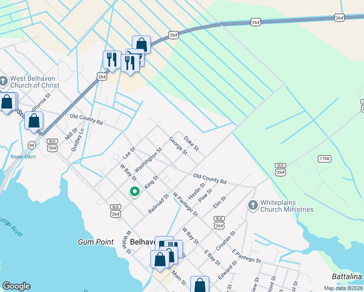 map of restaurants, bars, coffee shops, grocery stores, and more near 330 George Street in Belhaven