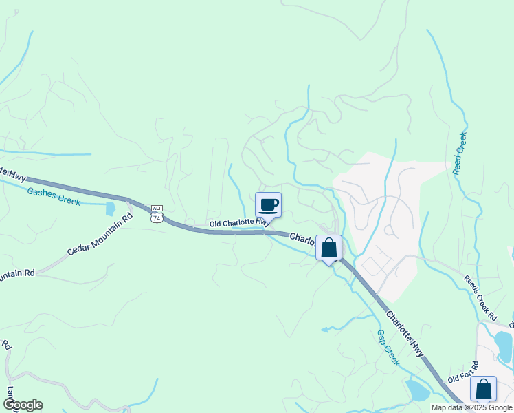 map of restaurants, bars, coffee shops, grocery stores, and more near 16 Sugarland Ridge Trail in Fairview