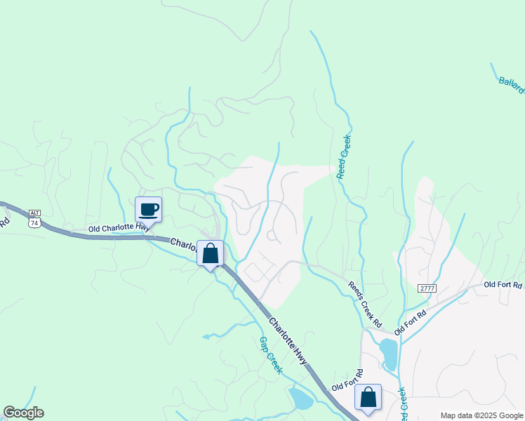 map of restaurants, bars, coffee shops, grocery stores, and more near 61 Stills Creek Loop in Fairview