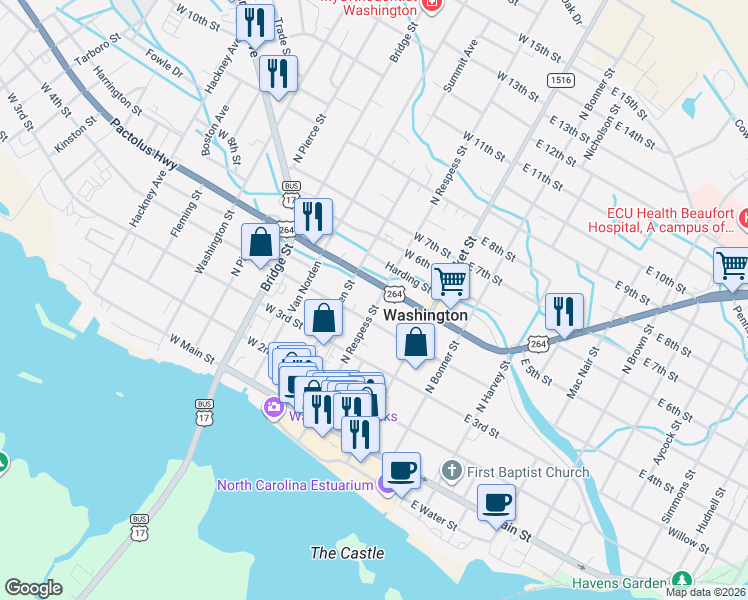 map of restaurants, bars, coffee shops, grocery stores, and more near 425 Gladden Street in Washington