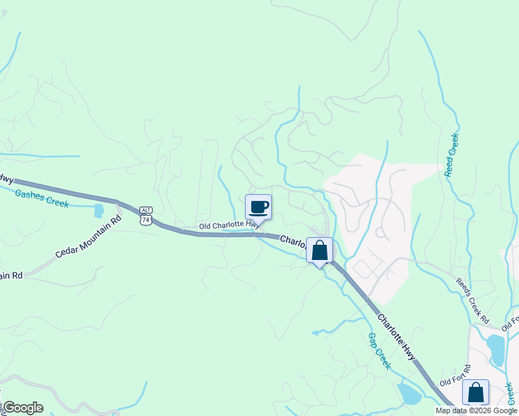 map of restaurants, bars, coffee shops, grocery stores, and more near 10 Sugarland Ridge Trail in Fairview