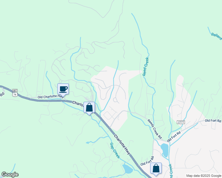 map of restaurants, bars, coffee shops, grocery stores, and more near 61 Stills Creek Loop in Fairview