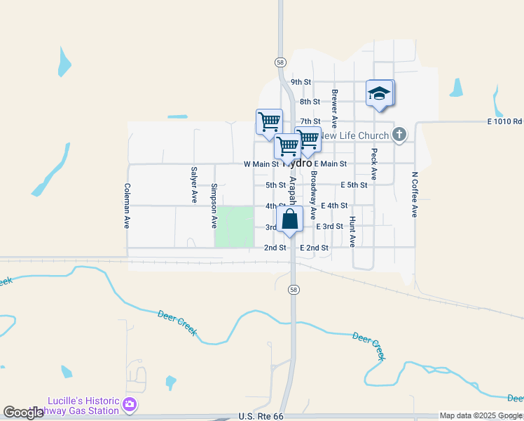 map of restaurants, bars, coffee shops, grocery stores, and more near 322 4th Street in Hydro