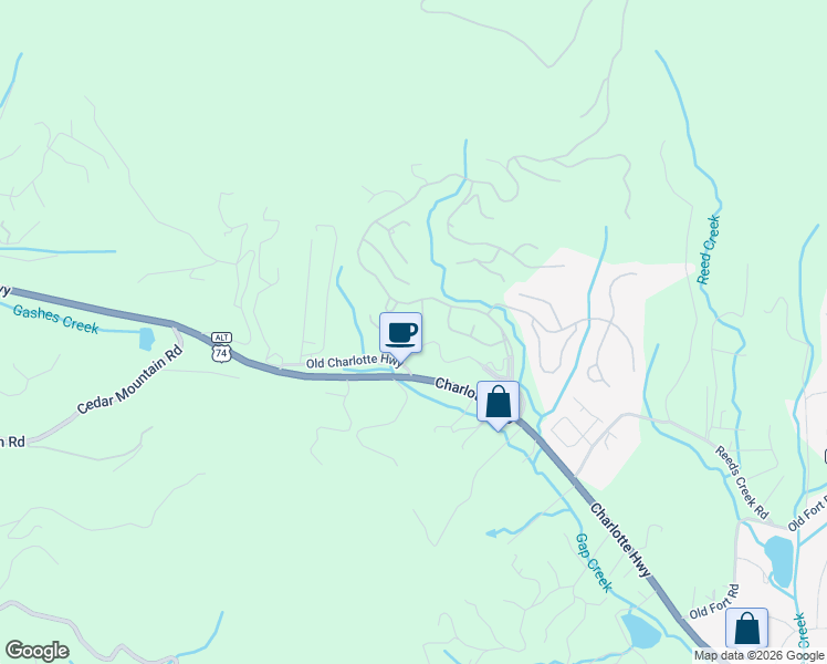 map of restaurants, bars, coffee shops, grocery stores, and more near 10 Sugarland Ridge Trail in Fairview