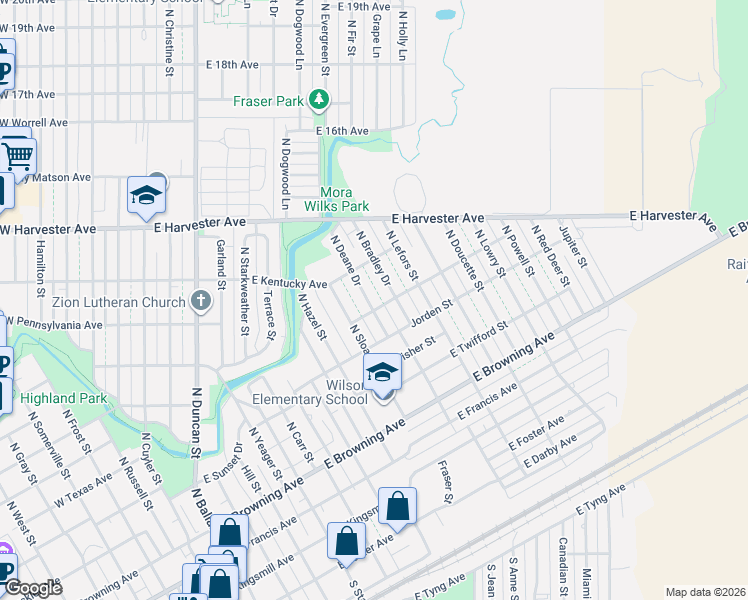 map of restaurants, bars, coffee shops, grocery stores, and more near 701-799 North Deane Drive in Pampa