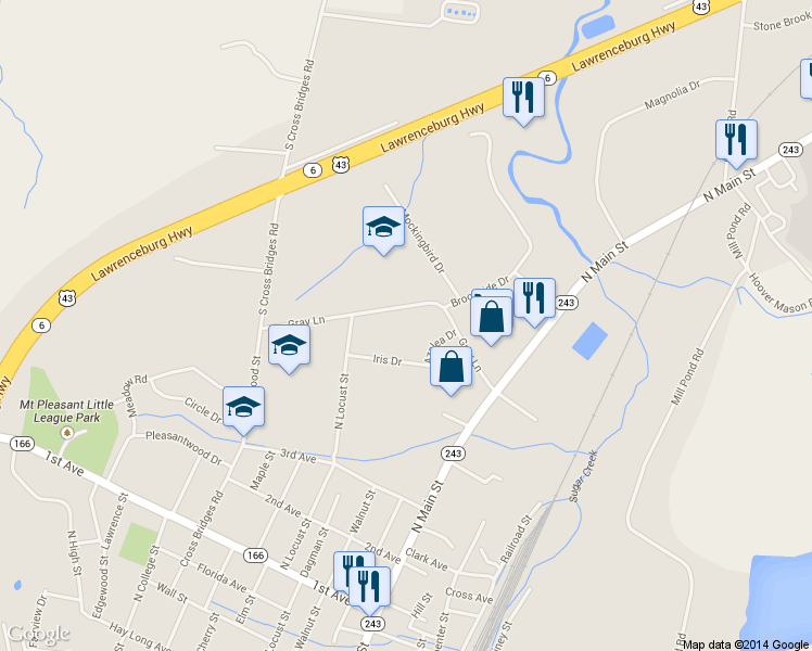 map of restaurants, bars, coffee shops, grocery stores, and more near 407 Gray Lane in Mount Pleasant