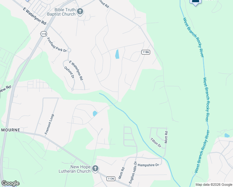 map of restaurants, bars, coffee shops, grocery stores, and more near 197 Stibbs Cross Road in Mooresville