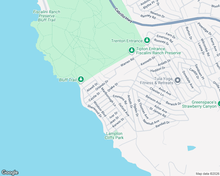 map of restaurants, bars, coffee shops, grocery stores, and more near Madison Street in Cambria