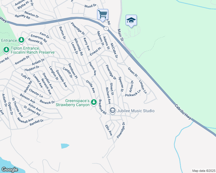 map of restaurants, bars, coffee shops, grocery stores, and more near 1750 Richard Avenue in Cambria