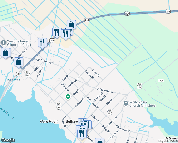 map of restaurants, bars, coffee shops, grocery stores, and more near 330 George Street in Belhaven
