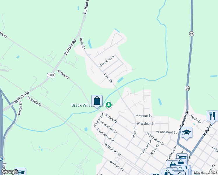 map of restaurants, bars, coffee shops, grocery stores, and more near 813 River Road in Selma