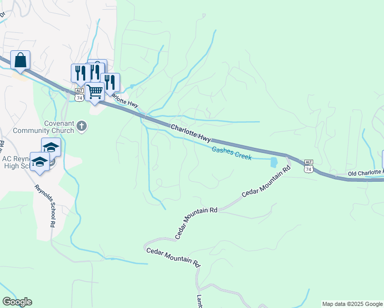 map of restaurants, bars, coffee shops, grocery stores, and more near 316 Cedar Crest Drive in Asheville