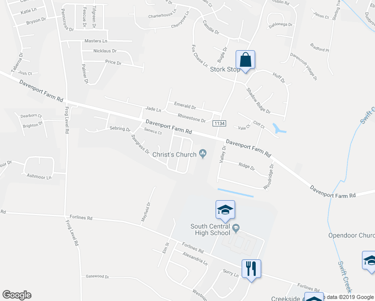 map of restaurants, bars, coffee shops, grocery stores, and more near 2541 Saddleback Drive in Winterville