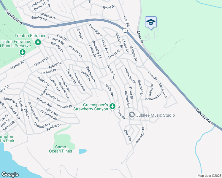 map of restaurants, bars, coffee shops, grocery stores, and more near 1770 Orville Avenue in Cambria