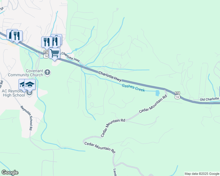 map of restaurants, bars, coffee shops, grocery stores, and more near 316 Cedar Crest Drive in Asheville