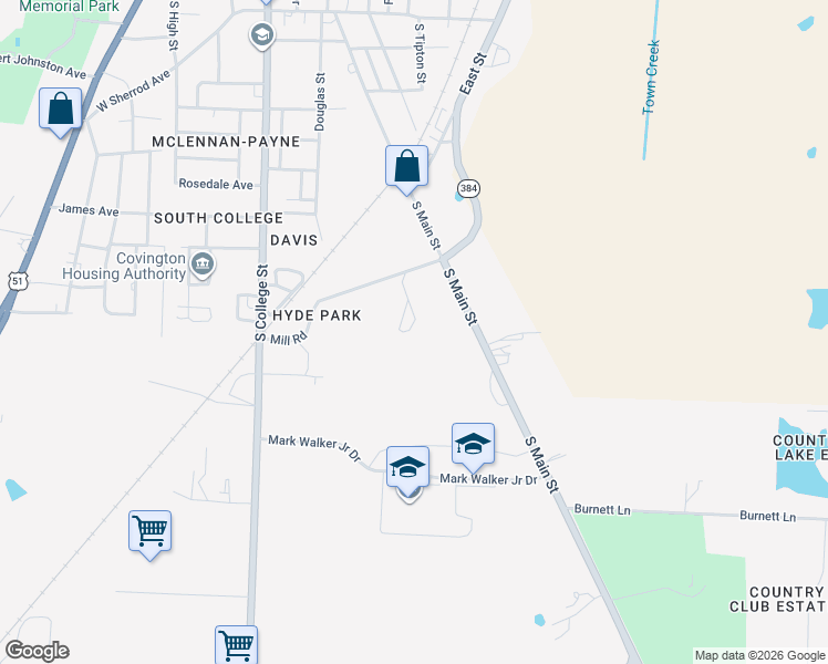 map of restaurants, bars, coffee shops, grocery stores, and more near 120 Tuxedo Drive in Covington