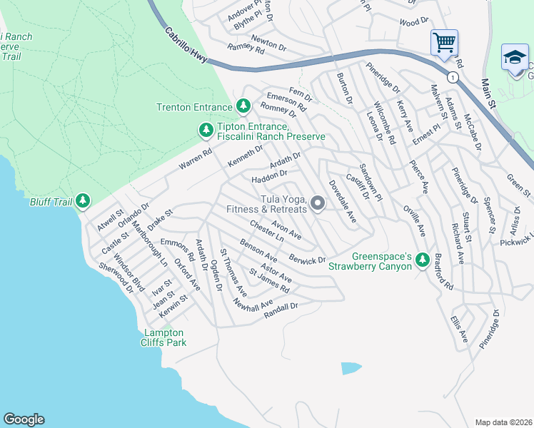 map of restaurants, bars, coffee shops, grocery stores, and more near 2070 Wales Road in Cambria