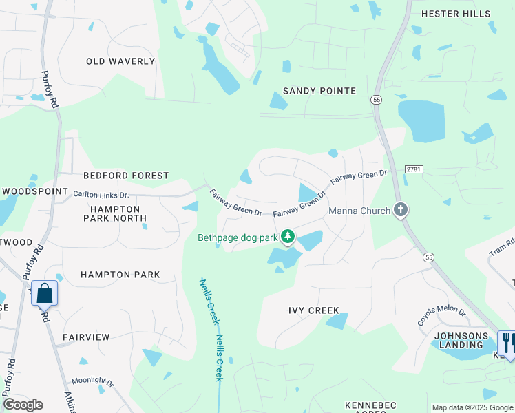 map of restaurants, bars, coffee shops, grocery stores, and more near 2111 Water Marsh Trail in Fuquay-Varina