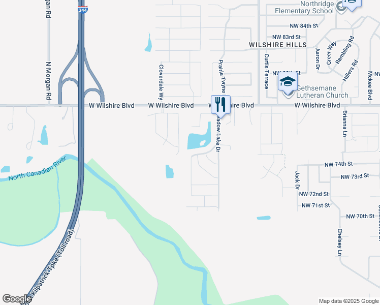 map of restaurants, bars, coffee shops, grocery stores, and more near 9325 Northwest 75th Street in Yukon