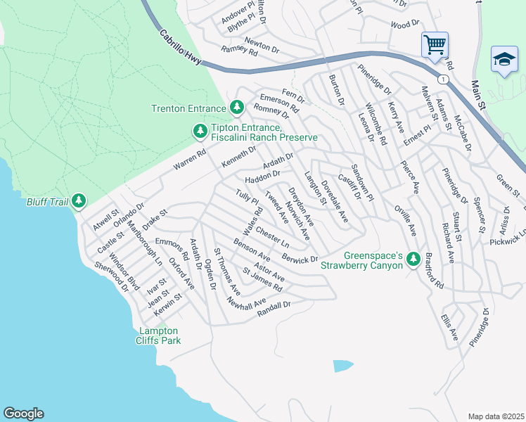 map of restaurants, bars, coffee shops, grocery stores, and more near 2080 Wales Road in Cambria