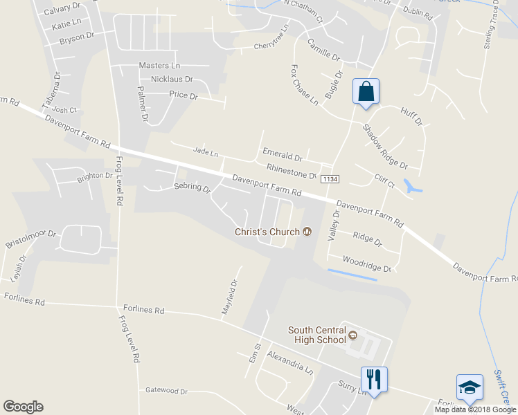map of restaurants, bars, coffee shops, grocery stores, and more near 2308 Saddleback Drive in Winterville