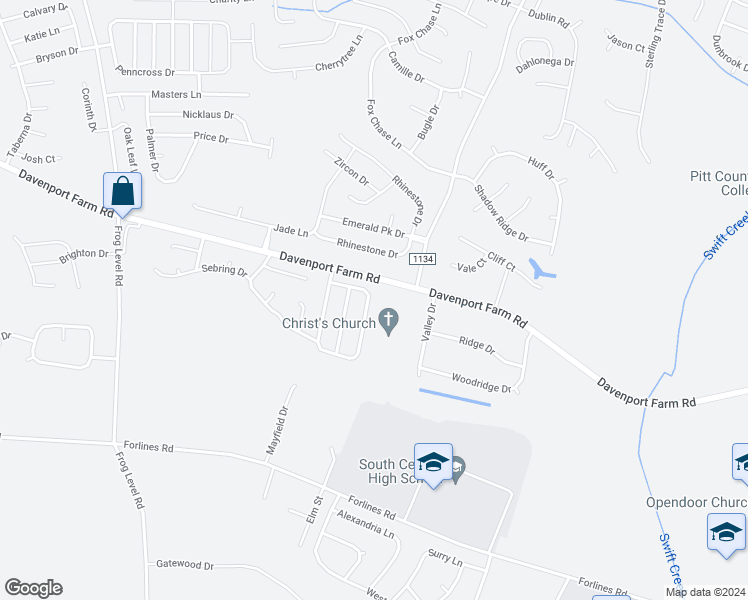 map of restaurants, bars, coffee shops, grocery stores, and more near 2552 B Saddleback Drive in Winterville