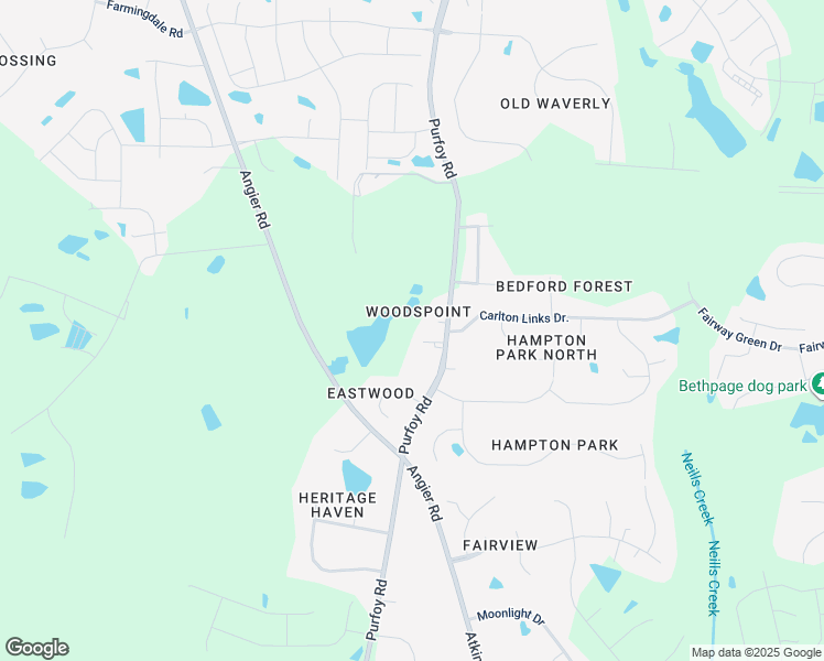 map of restaurants, bars, coffee shops, grocery stores, and more near 9202 Purfoy Road in Fuquay Varina