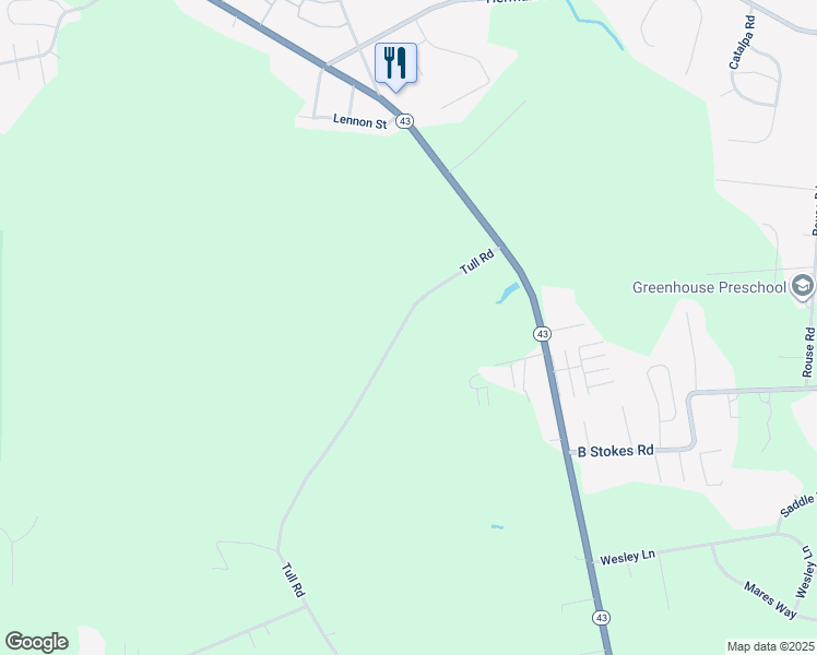 map of restaurants, bars, coffee shops, grocery stores, and more near 1519 Tull Road in Greenville