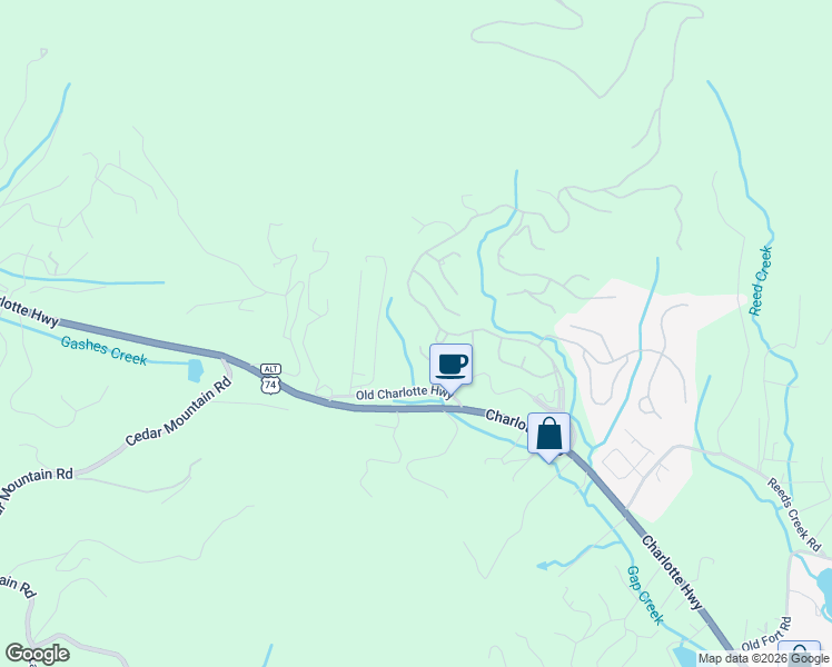map of restaurants, bars, coffee shops, grocery stores, and more near 25 Sugarland Ridge Trail in Fairview