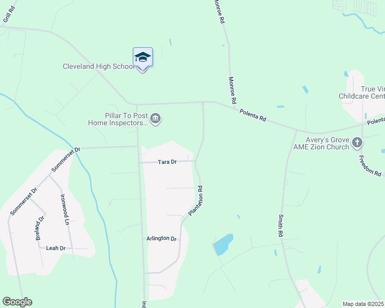 map of restaurants, bars, coffee shops, grocery stores, and more near 124 Plantation Court in Clayton