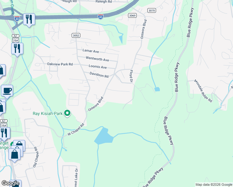 map of restaurants, bars, coffee shops, grocery stores, and more near 16 Sweetbriar Court in Asheville