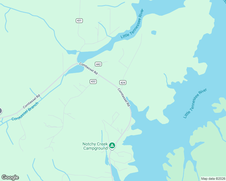 map of restaurants, bars, coffee shops, grocery stores, and more near 1046 Corntassel Road in Vonore