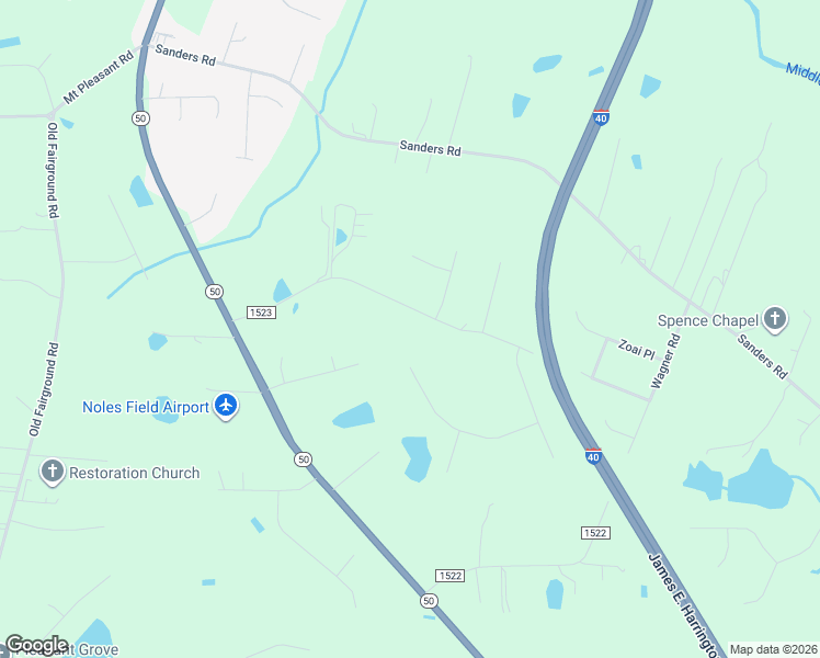 map of restaurants, bars, coffee shops, grocery stores, and more near 452 Roberts Road in Johnston County
