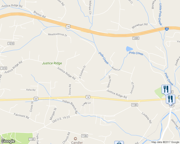 map of restaurants, bars, coffee shops, grocery stores, and more near 315 East Forest Place in Candler