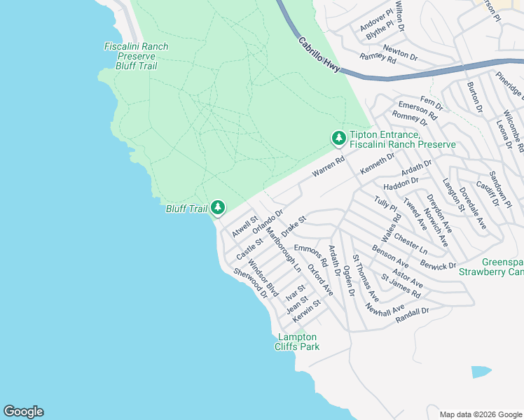 map of restaurants, bars, coffee shops, grocery stores, and more near 2710 Marlborough Lane in Cambria