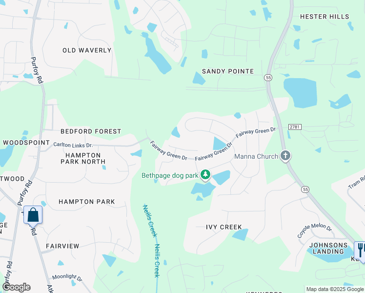 map of restaurants, bars, coffee shops, grocery stores, and more near 2111 Water Marsh Trail in Fuquay-Varina