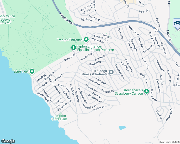 map of restaurants, bars, coffee shops, grocery stores, and more near 2075 Tully Place in Cambria