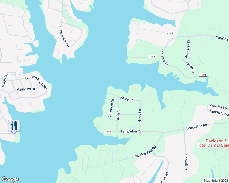 map of restaurants, bars, coffee shops, grocery stores, and more near 113 Keats Road in Mooresville