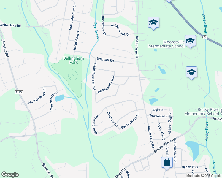 map of restaurants, bars, coffee shops, grocery stores, and more near 177 Timberland Loop in Mooresville