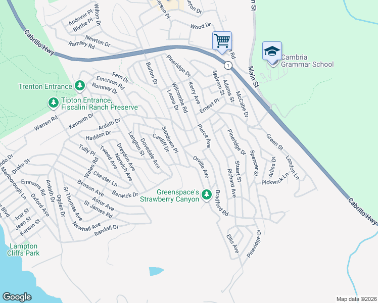 map of restaurants, bars, coffee shops, grocery stores, and more near 1920 Orville Avenue in Cambria