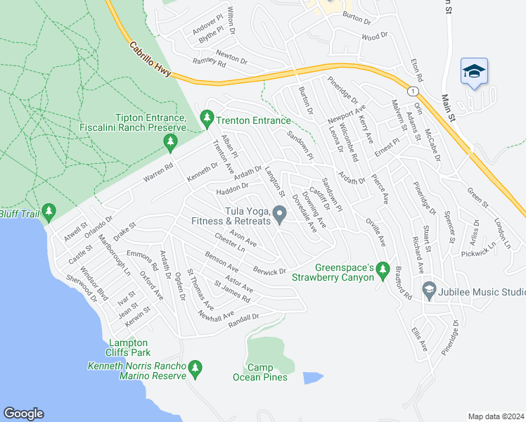 map of restaurants, bars, coffee shops, grocery stores, and more near 1905 Dreydon Avenue in Cambria