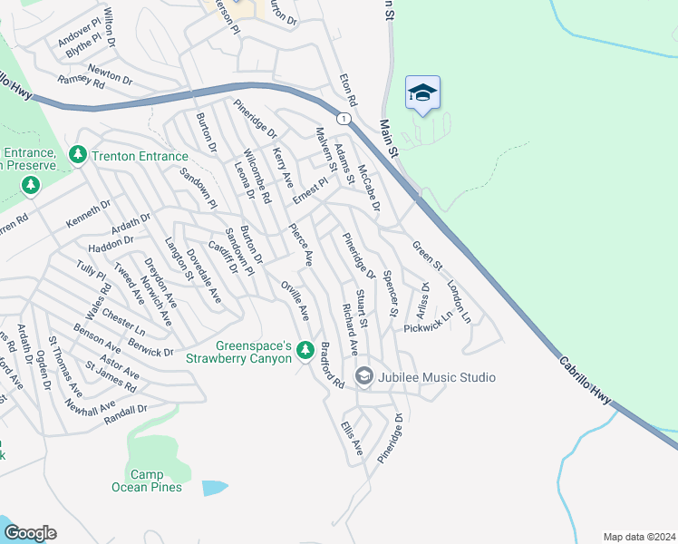 map of restaurants, bars, coffee shops, grocery stores, and more near Richard Avenue in Cambria