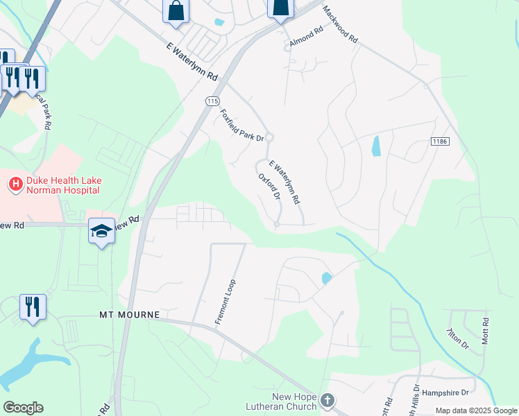 map of restaurants, bars, coffee shops, grocery stores, and more near 182 Alexandria Drive in Mooresville
