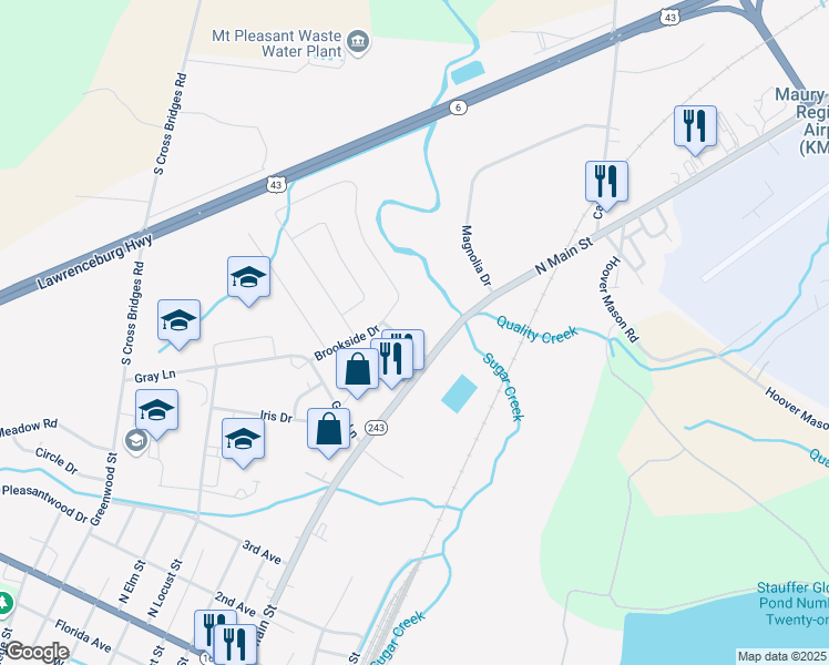 map of restaurants, bars, coffee shops, grocery stores, and more near 821 North Main Street in Mount Pleasant