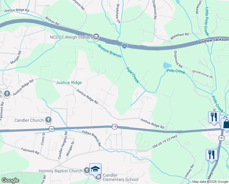 map of restaurants, bars, coffee shops, grocery stores, and more near 315 East Forest Place in Candler