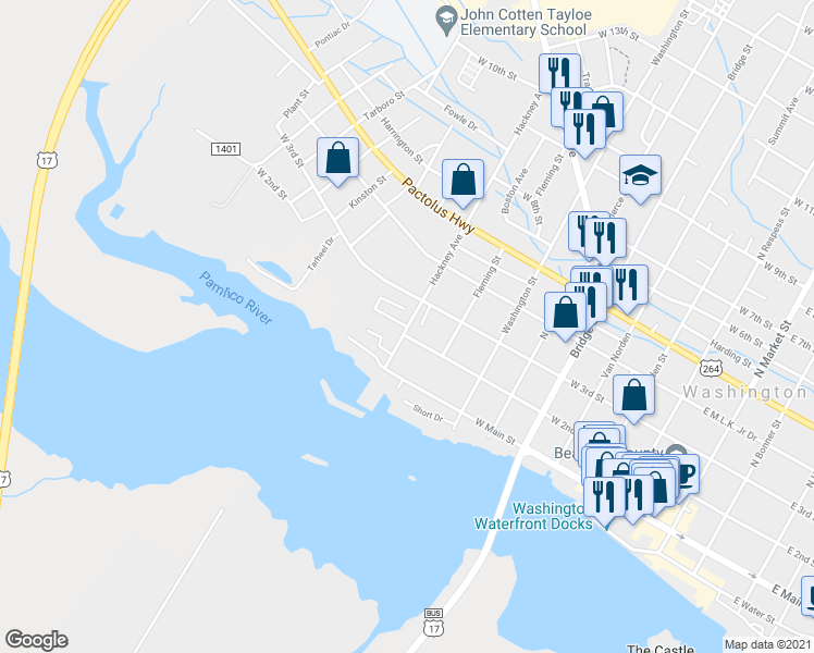 map of restaurants, bars, coffee shops, grocery stores, and more near 508 Willows Court in Washington
